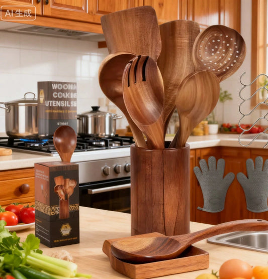 Teak Wood Non Stick Cookware And Kitchen Utensils